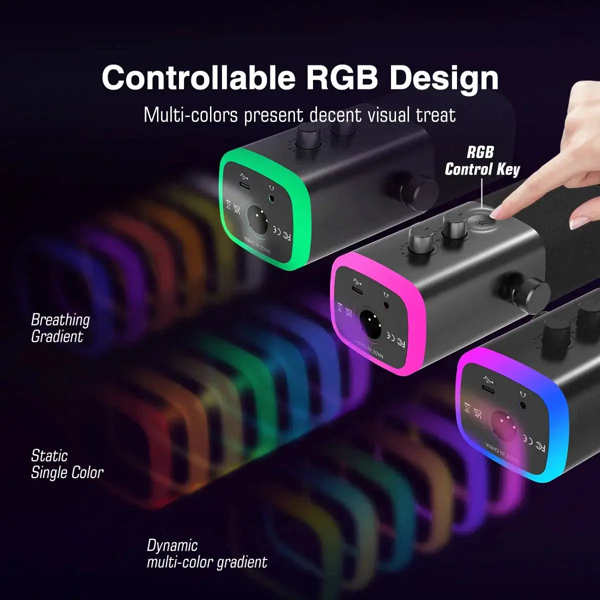 USB XLR Dynamic Microphone With RGB Control AmpliGame AM8