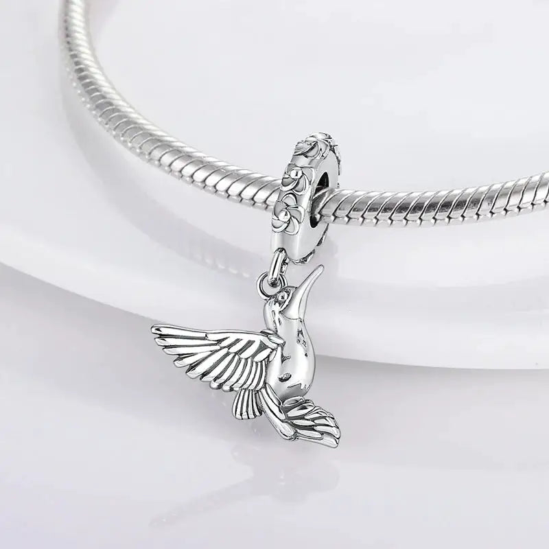 MULA 925 Sterling Silver Charms Pendant Bead Fit Original Bracelet Necklaces Peak Bird Elephant Vintage Charm Women Jewelry Gift