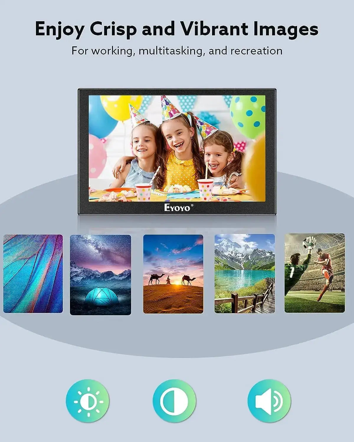 Eyoyo 5-inch Mini LCD Monitor HD 800x480 TFT Screen Panel,140° Wide Angle, Built-in Speaker, Metal Housing, Small External Monitor 1/4 Screw Hole with HDMI/VGA/AV Video Input for Car Rearview PC DVD DVR CCD