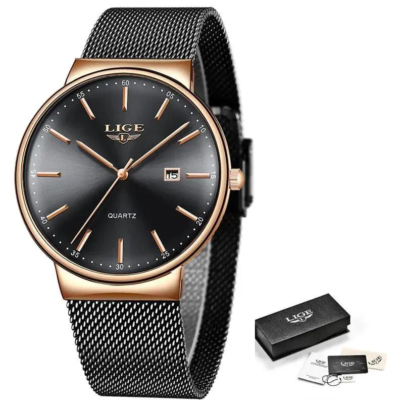 Lige Ultra Thin Mens Fashion Watch Quartz Elegant Design