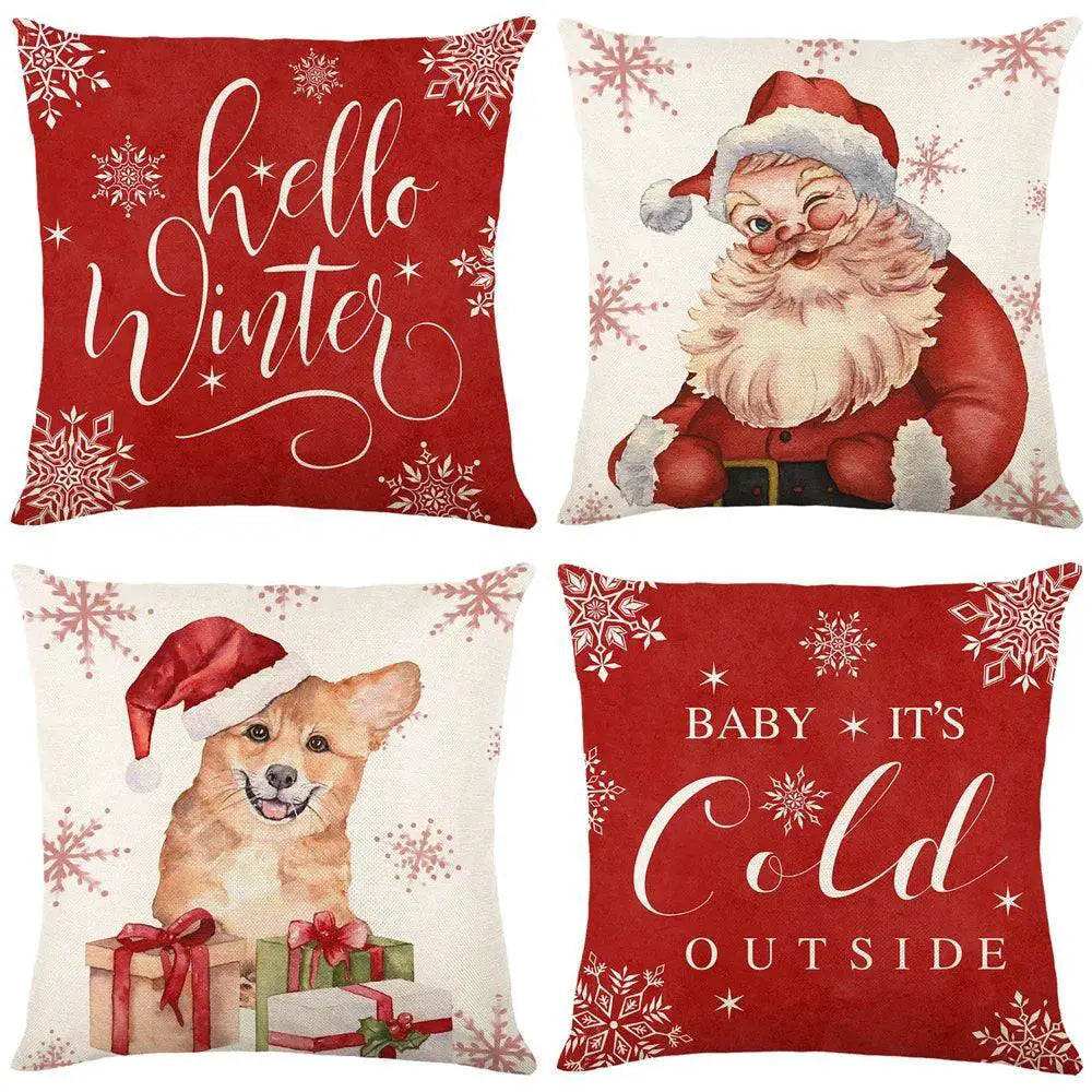 Snowflake Christmas Pillow Covers Set 4 Decorative Cases