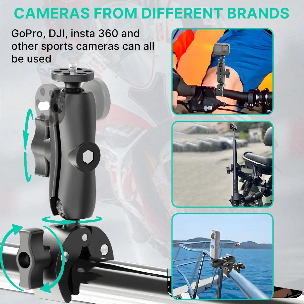 Camera Double Clip Crab Clamp For GoPro Motorcycle Bicycle Handlebar Clip Bracket For Insta360 One X2 X3 Sports Camera Accessory
