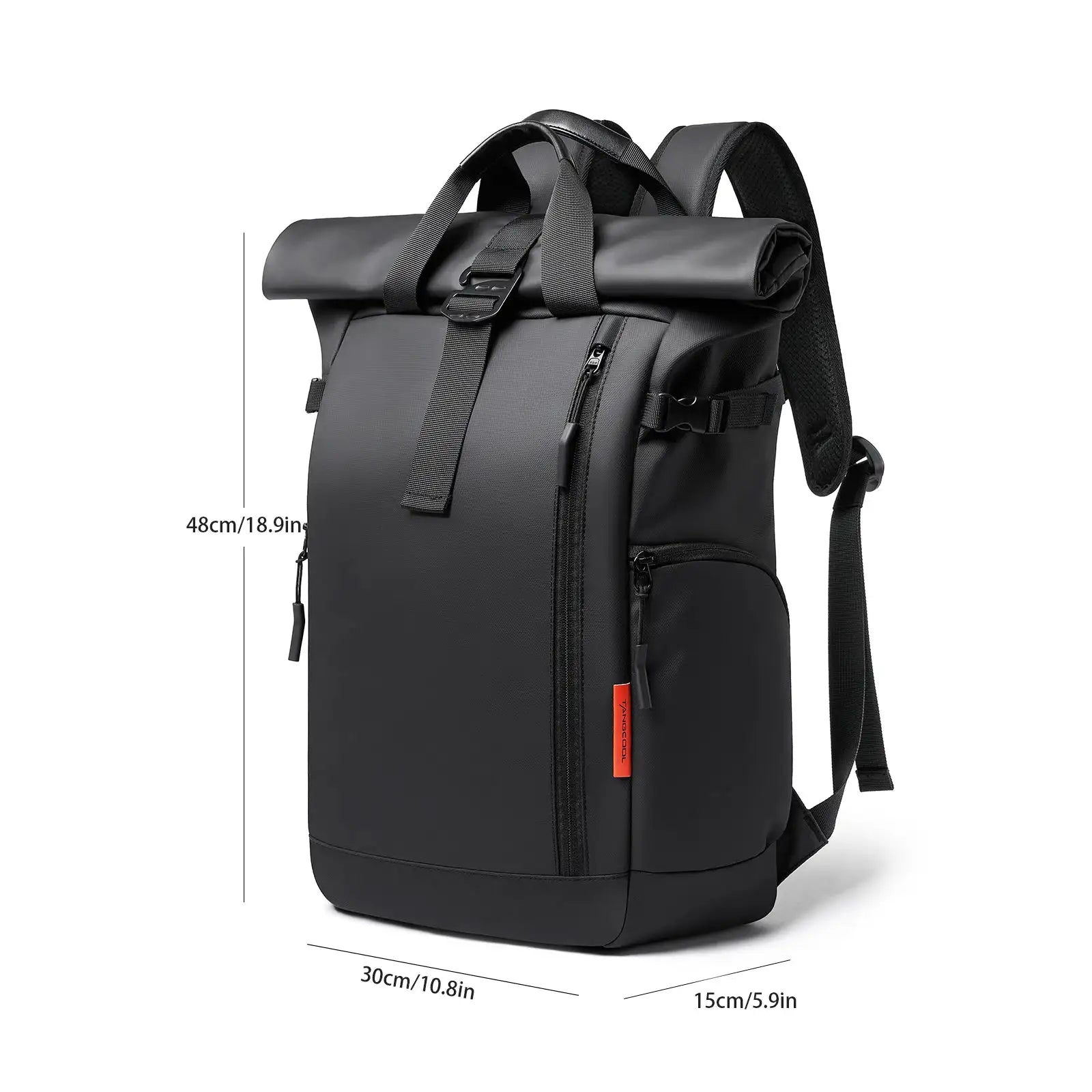 TANGCOOL Gentleman Roll Top Backpack Large Capacity Lightweight Waterproof Multi Compartment Business Travel Laptop Bag