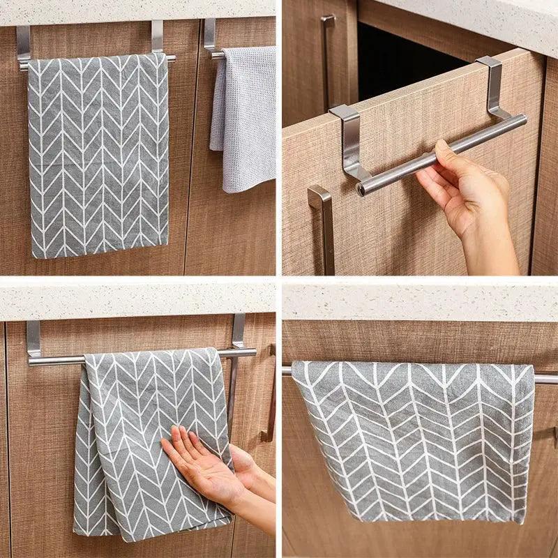 Stainless Steel Towel Bar Cabinet Door Organizer Versatile