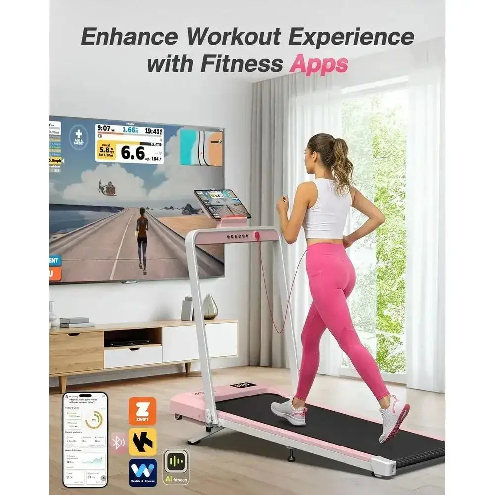 Portable Incline Treadmill with 320 lbs Capacity, Walking Pad, Handle Bar, App & Remote, Wide Belt, LED Display
