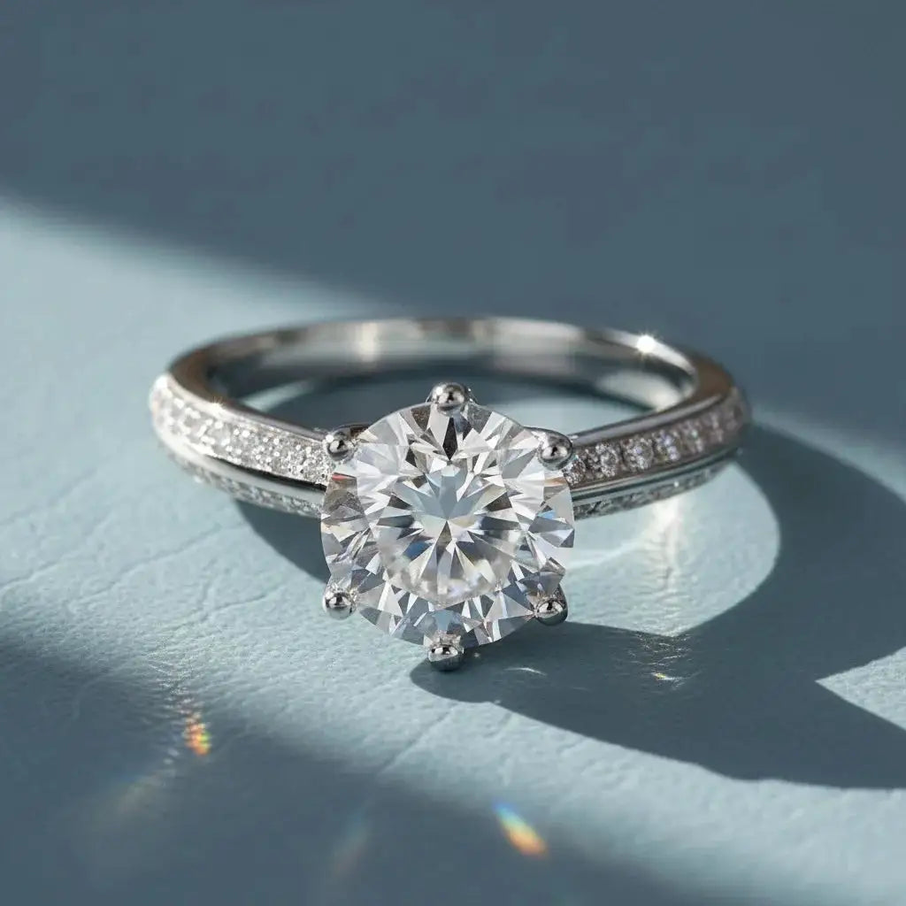 Moissanite Ring in Sterling Silver LYEE — product view 3
