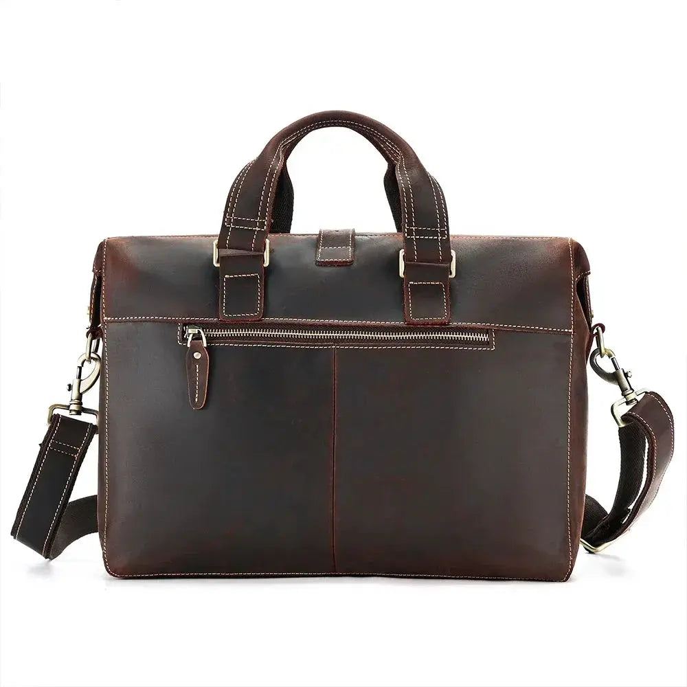 Classic Vintage Leather Briefcase for Men 15 Inch Bag - OurLum.com