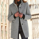 Loose Stand Collar Button Coat
