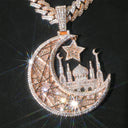 Iced Crescent Mosque Star Pendant