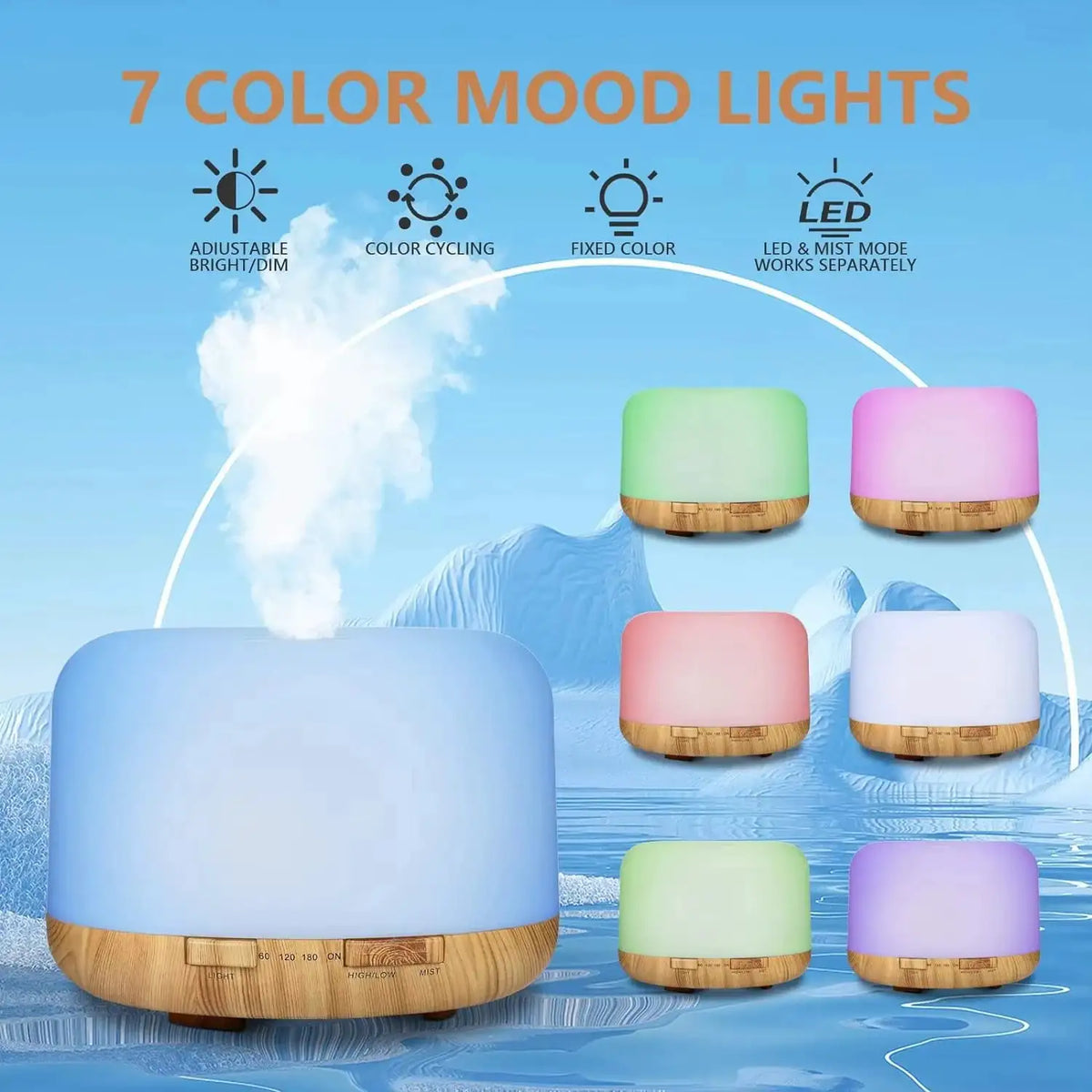 500ML Ultrasonic Aroma Diffuser and Humidifier with LED Light - product image 2