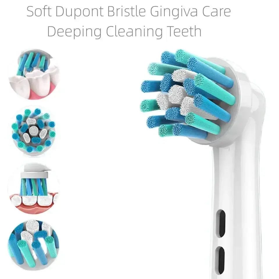 Electric toothbrush replacement head with soft Dupont bristles for deep cleaning teeth