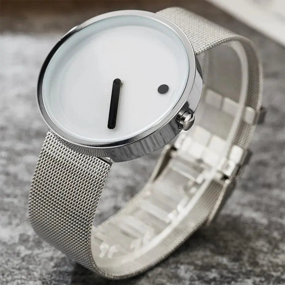 Dot Matrix Mens Watch Alloy Band Precision Quartz Timepiece