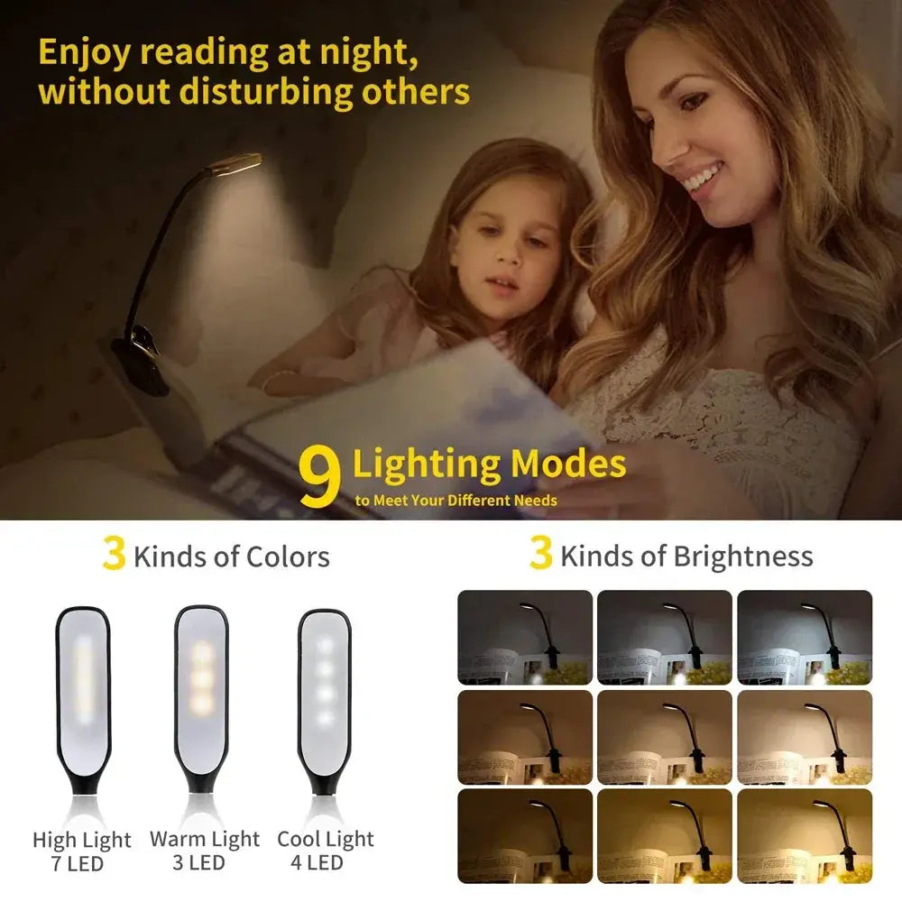 7 LED Book Light USB Rechargeable Reading Lamp Portable