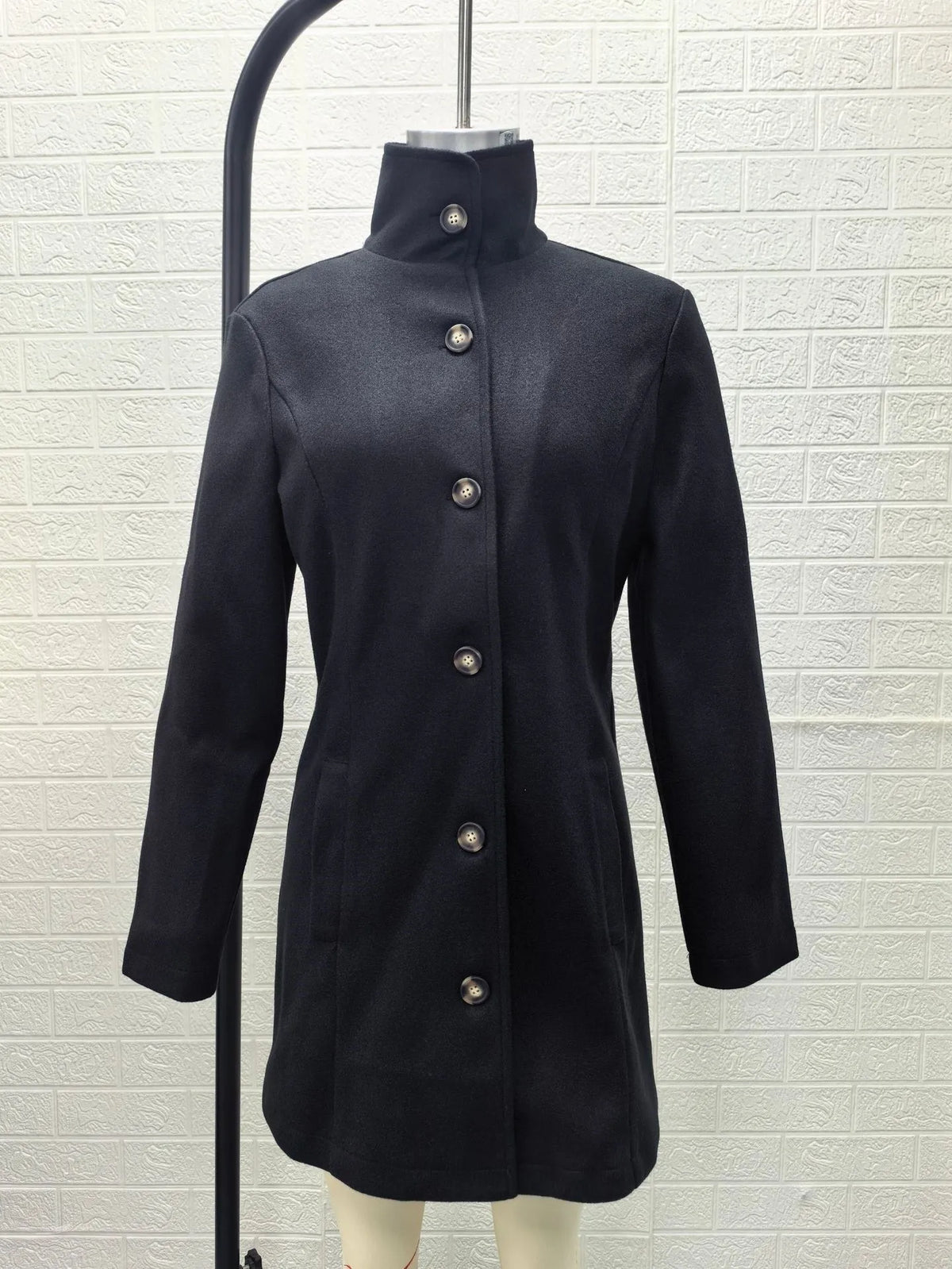 Long Stand Collar Patchwork Coat