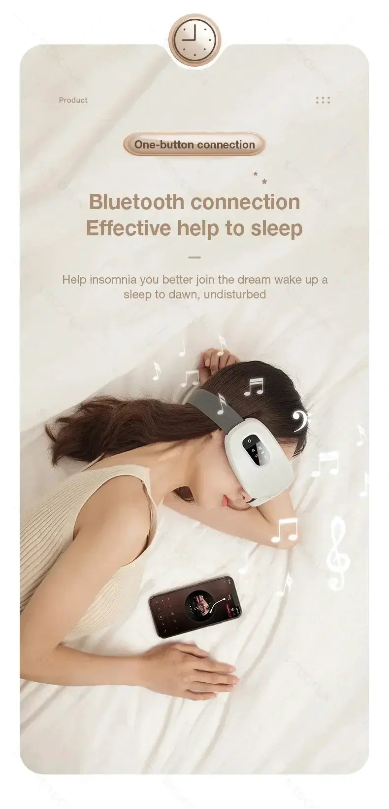 MUKASI Eye Massager With Heat Vibration Bluetooth Music