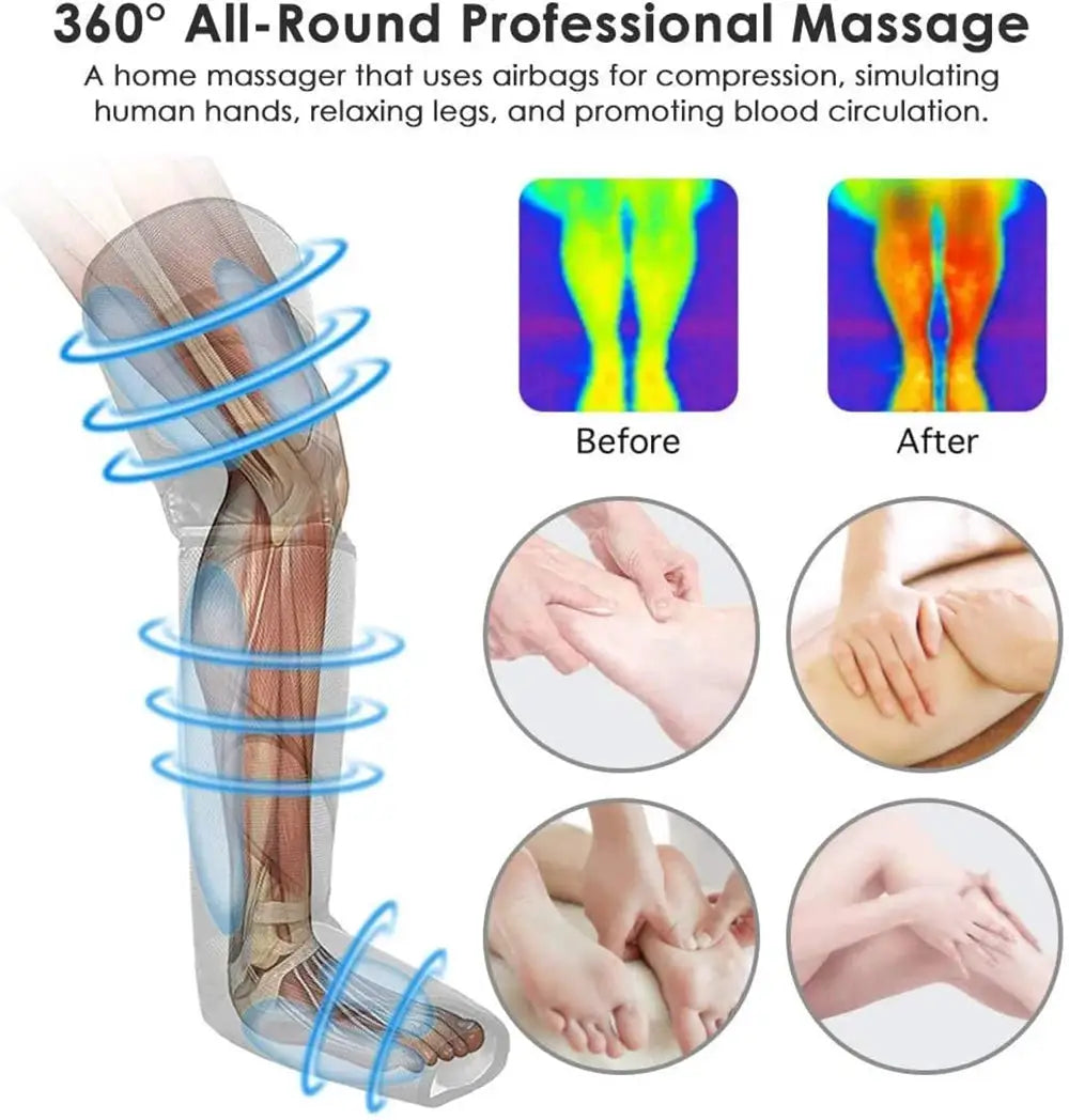 Electric Leg Muscle Relaxer 6 modes Air Compression Recovery Boot lymph Release Relieve Foot Fatigue Heating Leg Massager