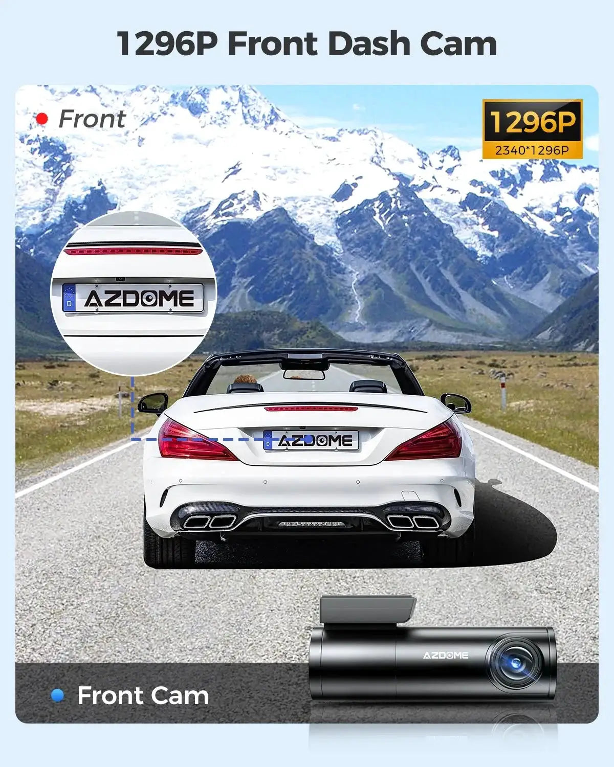 AZDOME 1296P WiFi Dash Cam Night Vision Loop Recording GSensor Parking Monitor - stepyours.com