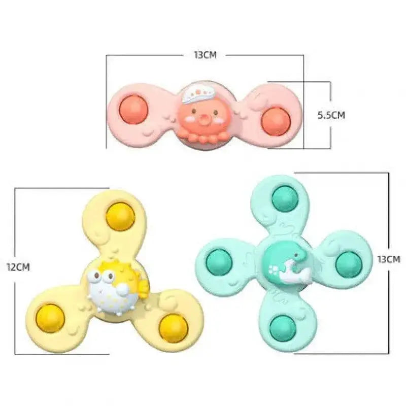 Baby Bath Toys Interactive Spinner Suction Cup Rattles Set