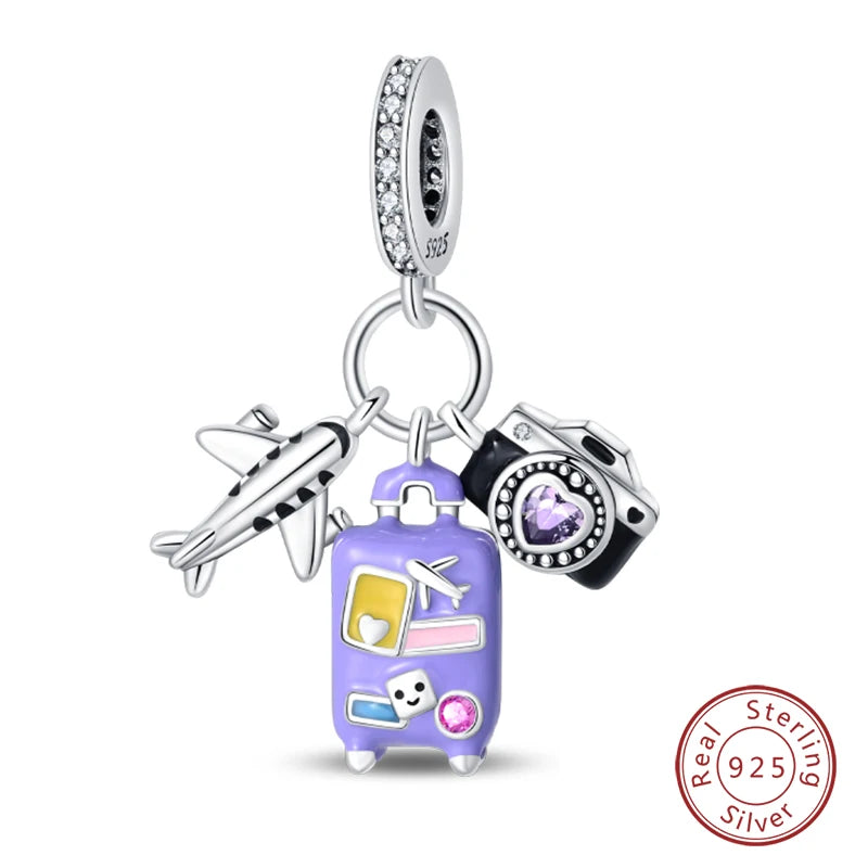 Sterling Silver Colorful Travel Luggage