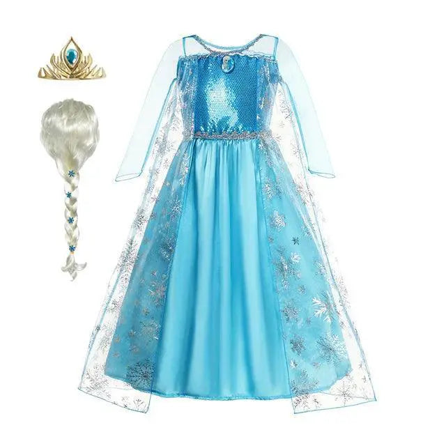 Snow Queen Elsa Princess Dress Enchanting Frozen Costume