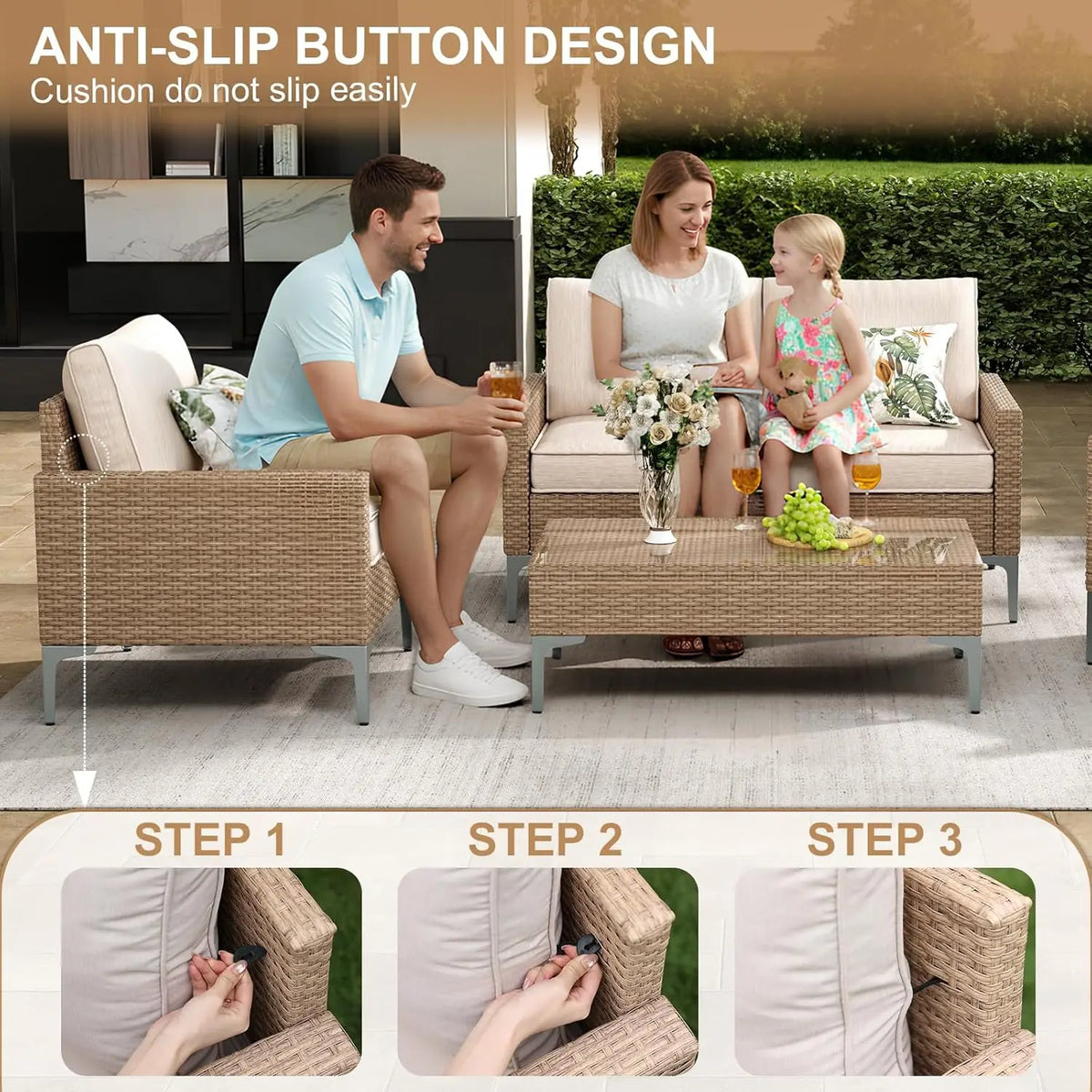 Glass Rattan Table