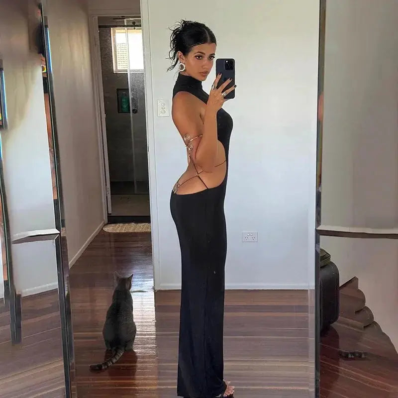 Sexy Backless Bandage Dress With Butterfly Detail Design