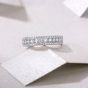 Sterling Silver Silver Double Row Moissanite Ring