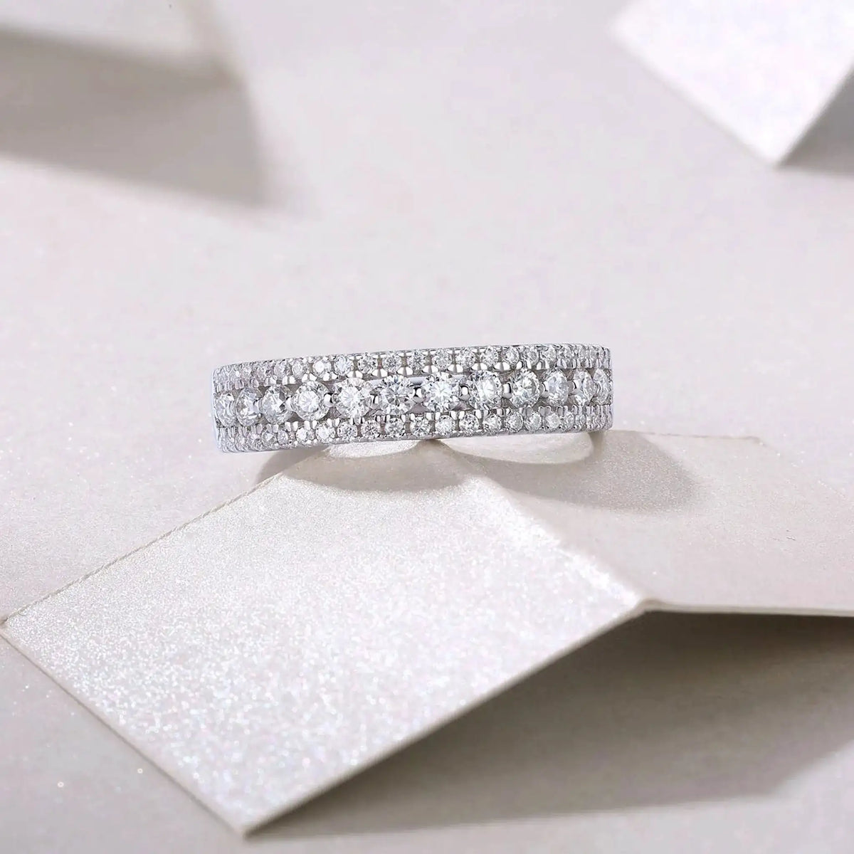 Sterling Silver Silver Double Row Moissanite Ring — product image 1
