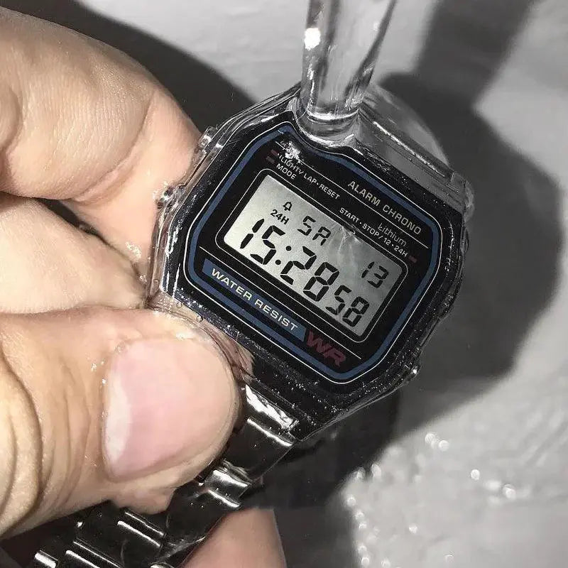 Vintage Stainless Steel Link Digital Watch Classic Elegance
