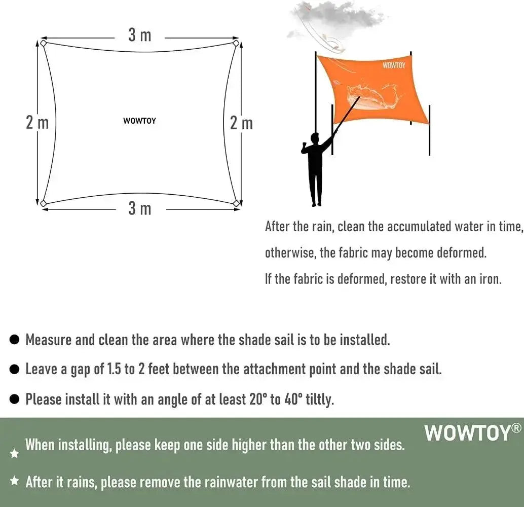 Shade Sails UV Block Canopy Tent 5x3m 4x3m 3x2m Outdoor
