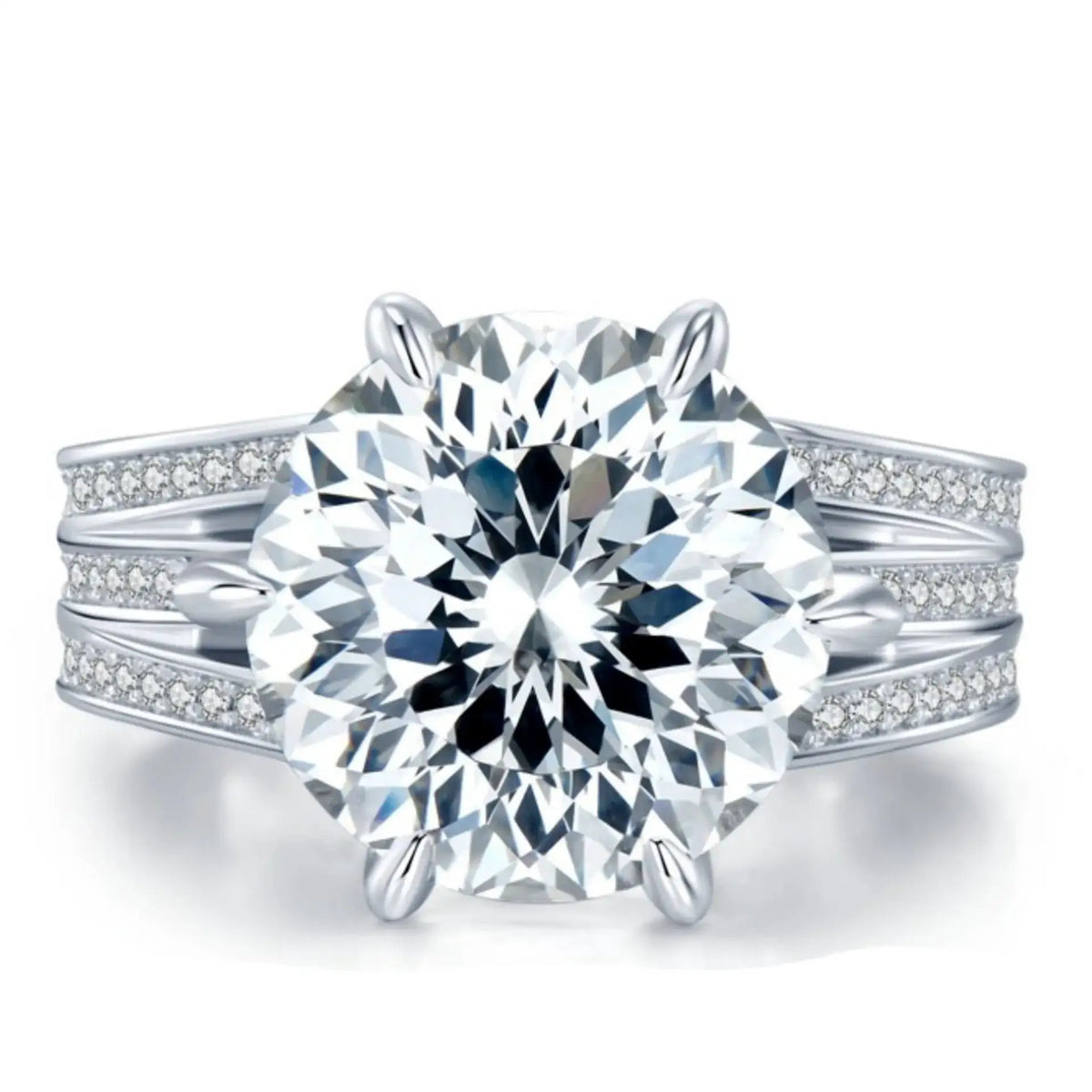 Moissanite Ring in Sterling Silver Prong — product view 7