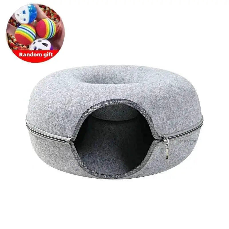 Donut Cat Bed Tunnel Interactive Toy For Kittens And Cats
