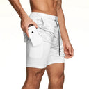 Mens Camo 2In1 Shorts - Quick Dry Gym Running