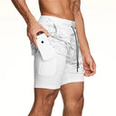 Men's 2-in-1 Camo Running and Gym Shorts Quick Dry