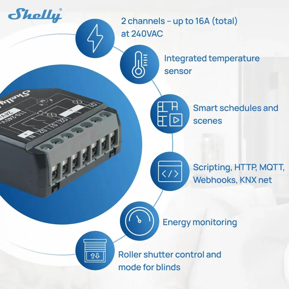 Shelly 2PM Gen4 Zigbee 2 Channel Smart Switch Matter Control Curtains Nlinds Power Metering Compatible Alexa Homekit Google Home