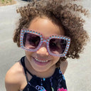 Trendy Rhinestone Kids Sunglasses with Colorful Lenses