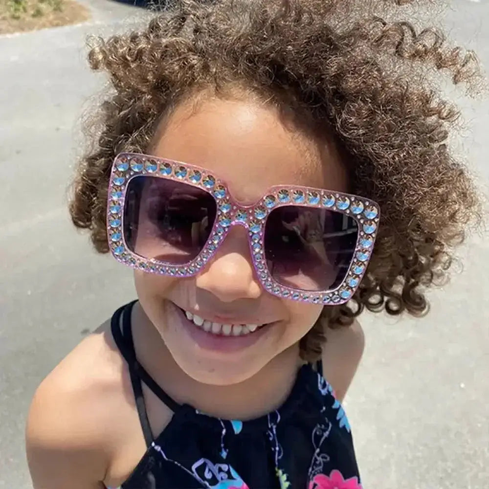 Rhinestone Kids Sunglasses With Colorful Lenses UV Safe