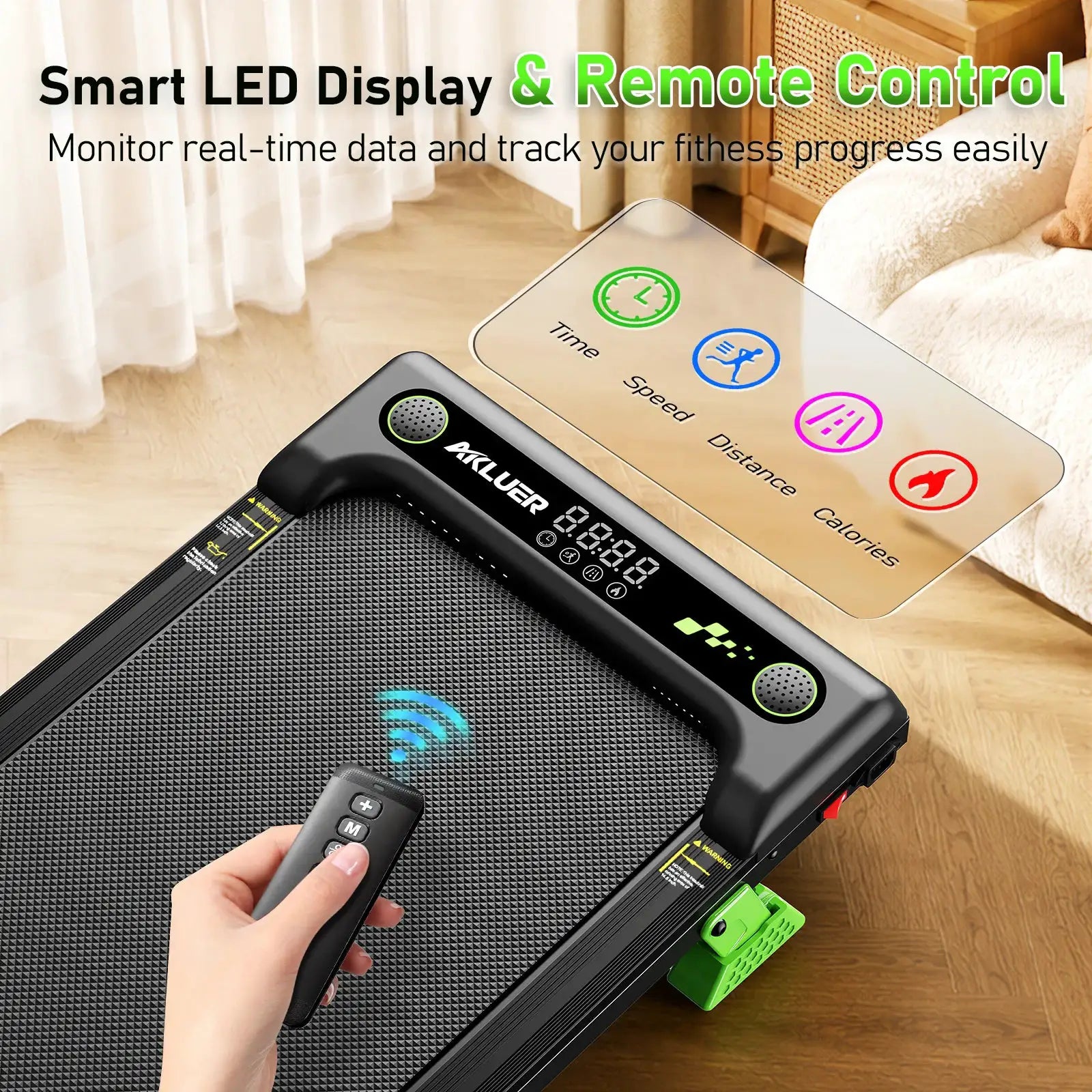Akluer Walking Pad, Under Desk Treadmill with Incline for Home Office 2.5HP Portable Walking Treadmill with 300 Lbs Weight Capacity Walking Machine, Remote Control, LED Display
