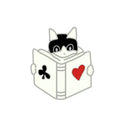 Cat Reading Enamel Pin for Book Lovers