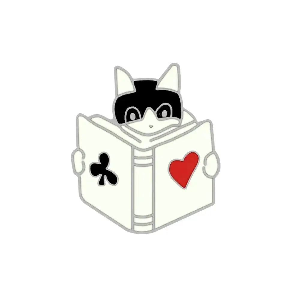 Cat Reading Enamel Pin for Book Lovers — product view