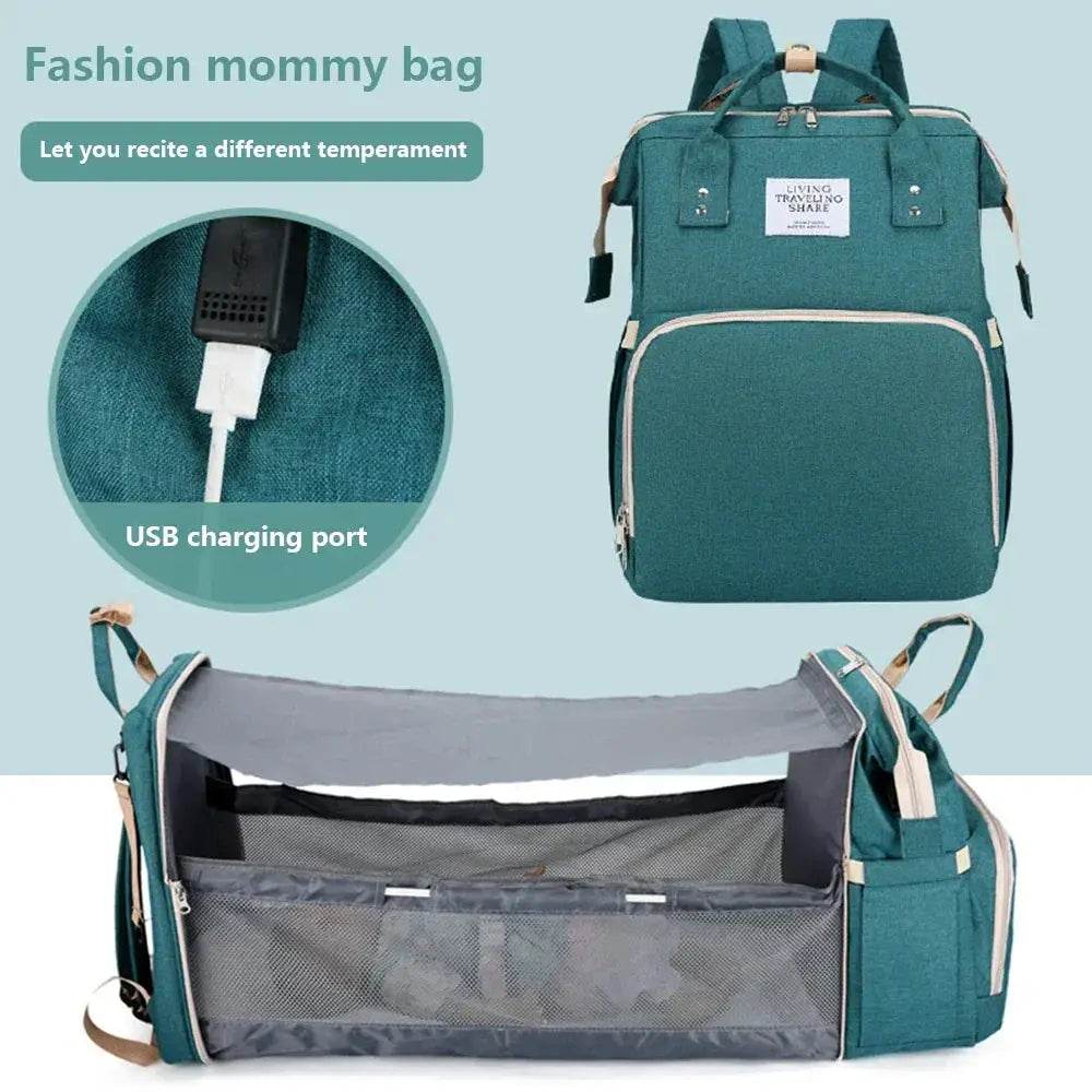 Folding Mommy Bag Portable Crib Bed Backpack Lightweight