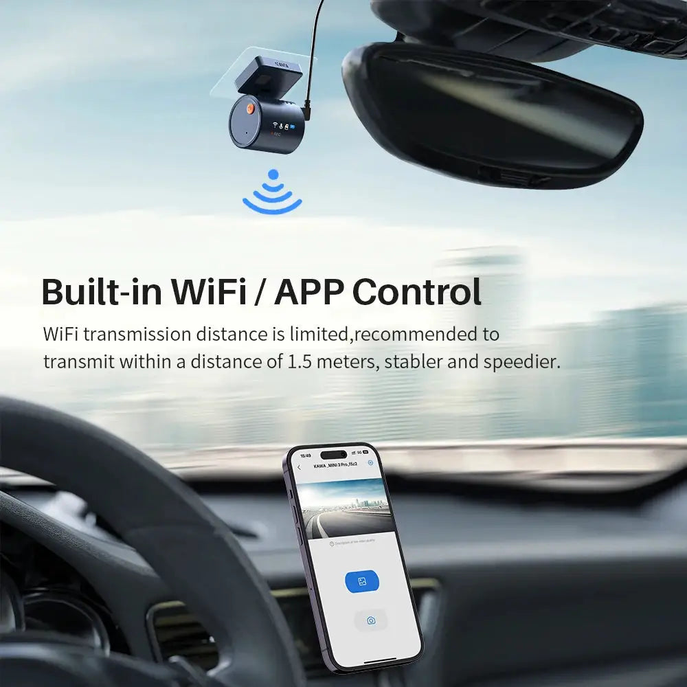 KAWA Dash Cam MINI 3 Pro Tiny 2K See-Through Display Voice Control 24/7 Parking Monitoring Night Vision Supercapacitor Car DVR