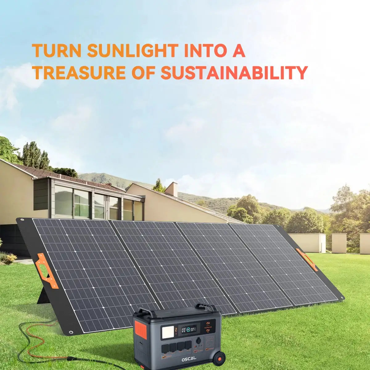 OSCAL 400W Portable Foldable Solar Panel Charger, 23% High Efficiency Monocrystalline ETFE, IP67 Waterproof Adjustable Kickstand for Power Station RV Camping Home Emergency Backup