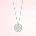 Heart Shaped Four Leaf Clover Pendant Necklace Jewelry