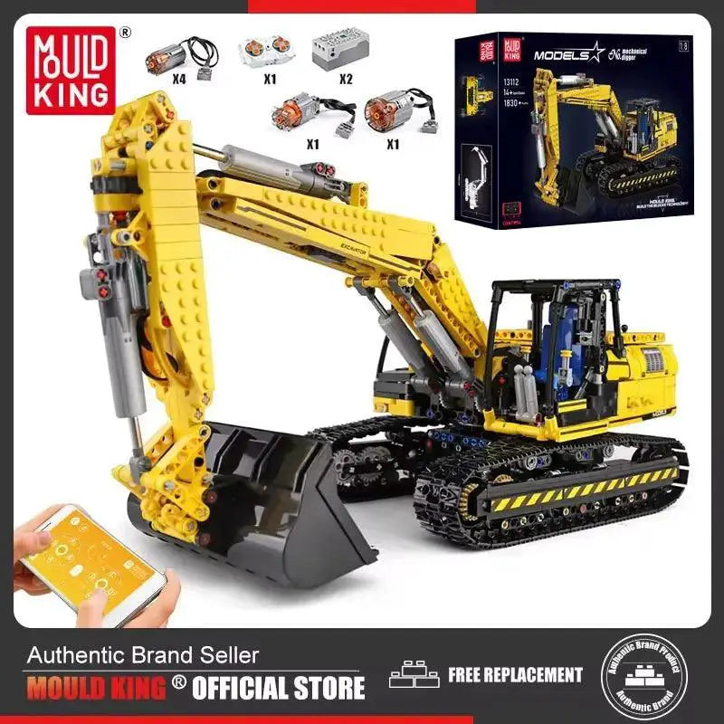 Motorized Excavator Building Kit For Kids Remote Control Fun