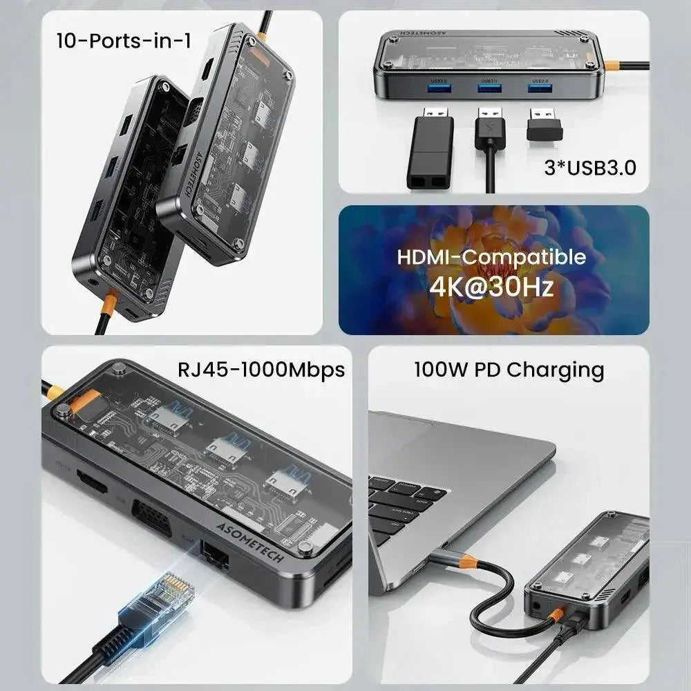 10-In-1 USB-C Dock for MacBook With 4K HDMI Fast Charging