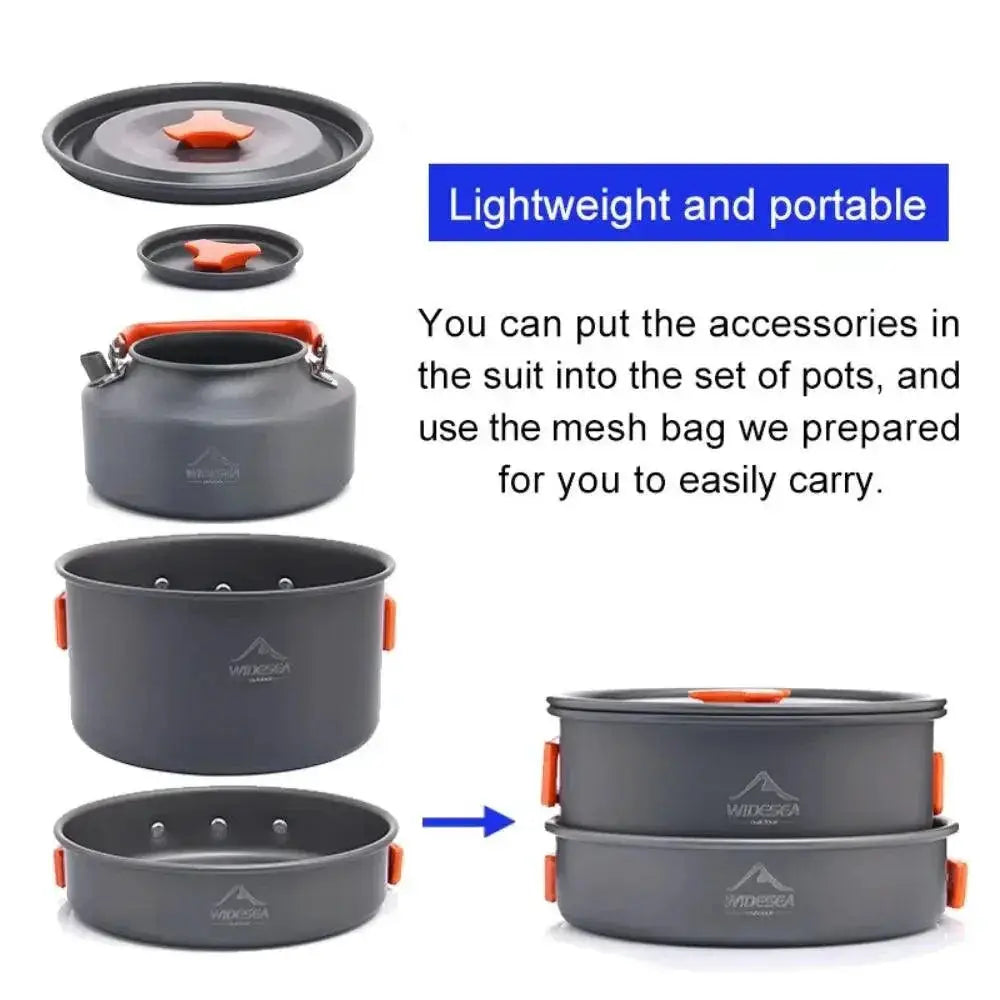 Portable Aluminum Camping Cookware Set For Hiking Picnics