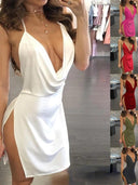 Seductive V-Neck Backless Bodycon Dress Alluring Style