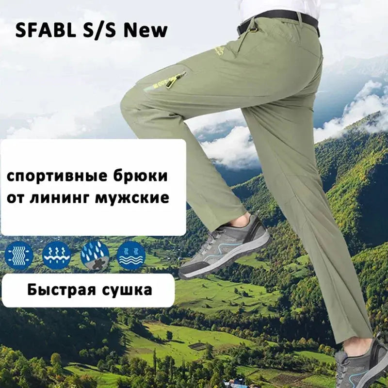 Summer Thin Quick Dry Mens Pants for Camping Hiking Trekking