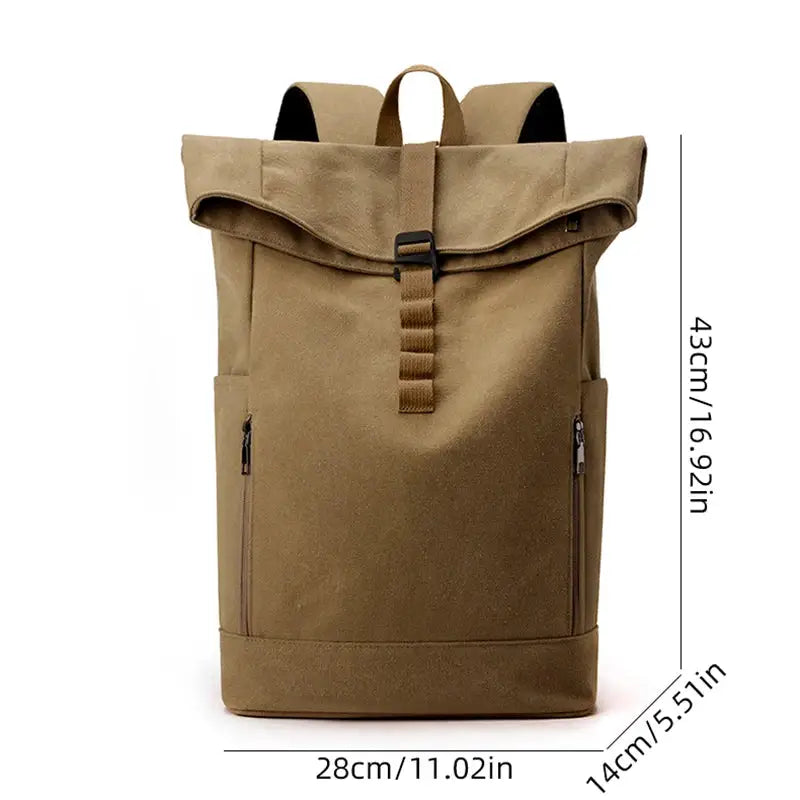 Rolled Roll Top Backpack Travel 15.6in Laptop Business Rucksack Outdoor Hiking School Bag Canvas Weekend Luggage Storage Bags